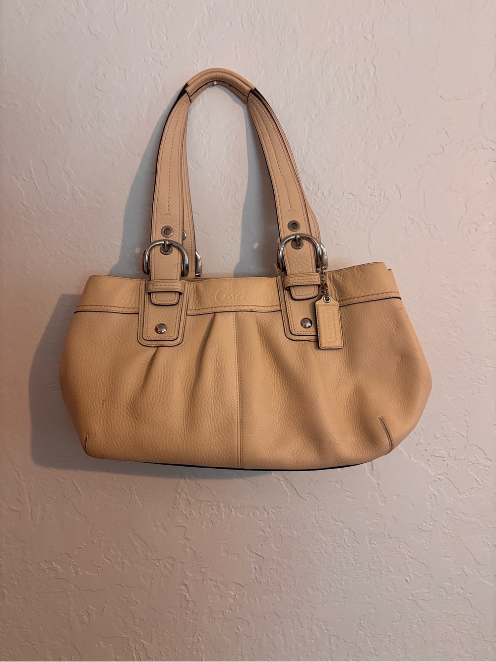 Coach cream color  Leather Shoulder Bag with Double Straps